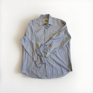 Men's Large L Robert Talbott Carmel Striped Long Sleeve Button Up Dress Shirt